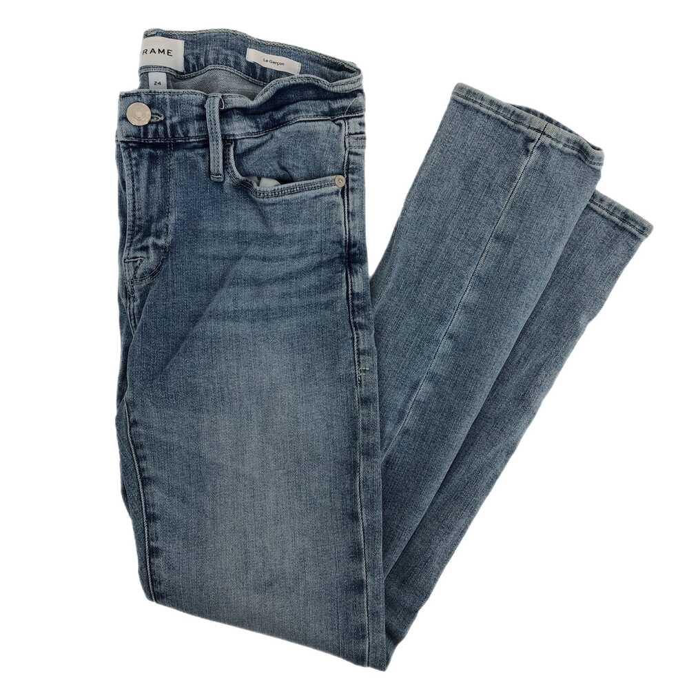 Frame Denim Blue Ultra Low Rise Straight Leg Jeans | Size 24